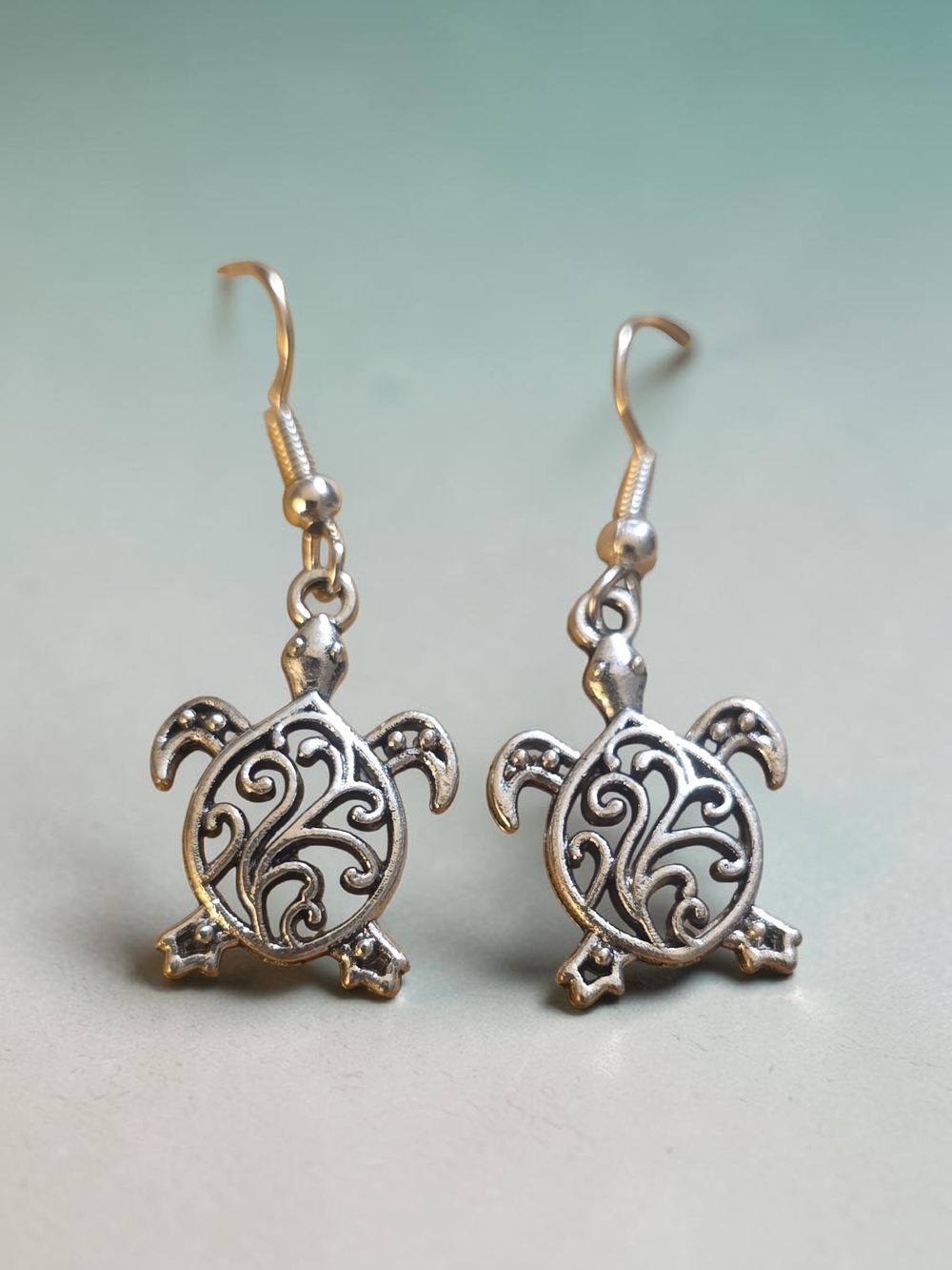 Silver Turtle Dangle Earrings - Women Jewelry